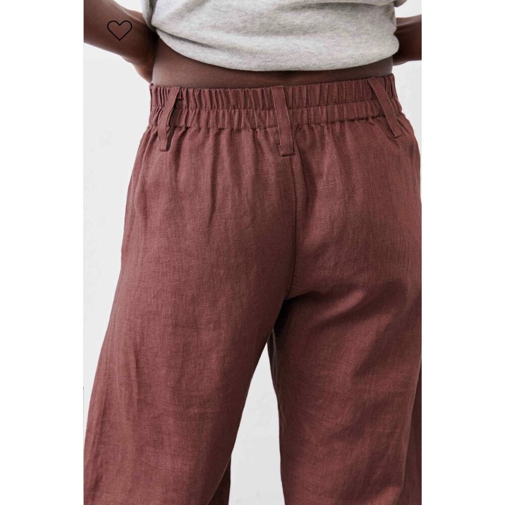 NEW Ruti The Uptown Loose Linen Pants •6• Spice Brown Work Barrel Leg $279 - Picture 3 of 13